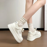 KYLETHOMASW  -  New PU Leather Women's White Breathable Casual Woman Vulcanize Sneakers Sport Walking Running Platform Flats Shoes Woemn 21