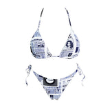 KYLETHOMASW  -  Sexy Printed Bikini 3-Piece Set Women's Beach Holiday Swimsuit with Matching Cover-Up Summer Skirt Sundress Bandage Bikini