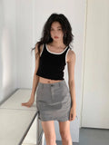 KYLETHOMASW  -  Women's High Waist Cargo A-Line Mini Skirt with Drawstring Casual Slim Skirt