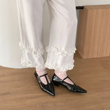 KYLETHOMASW  -  New Spring Fashion Non-Slip Women Mary Janes Flats Shoes Comfort Footwear  Pointed Toe Female Buckle T-Strap Ladies Flats Shoes