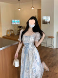KYLETHOMASW  -  New Women's French Waist Cinched Dress Tea Break Style Summer Hepburn Slimming Knot Butterfly Long Skirt Korean Version
