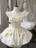 KYLETHOMASW  -  Japanese Sweet Lolita Elegant Women Dress Kawaii Bow Puffy Princess Evening Dress Y2k Fashion Female Fairy Lace Party Dress New