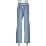 KYLETHOMASW  -  Autumn and winter high waisted elastic solid color casual pants, fashionable commuting sports straight leg sweatshirt