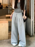 KYLETHOMASW  -  Gray Solid Streetwear High Waist Wide Sweatpants American Retro Y2k Harajuku Hip Hop Oversized Sports Pants 2024 Autumn