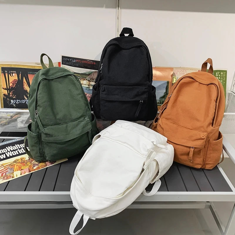Kylethomasw New Korean Large Capacity Canvas Backpacks Women Kawaii Students Preppy Bag for Teenage Girls Boy School Travel Backpack Bookbag