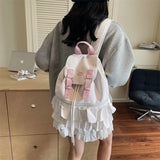 KYLETHOMASW  -  Women Casual Travel Backpacks Kawaii Dots Sweet Ruffled Schoolbags High-capacity Backpack for Women Students Y2k Aesthetic