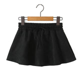 KYLETHOMASW  -  Retro Lacing Up Bow Elastic Waist Suede Faux Leather Mini Cake Skirt Women Ball Gown Swing Skater Party Femme Camel Black