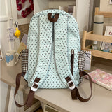 KYLETHOMASW  -  Cute Patchwork Student Book Backpack Ladies Lace Bow Decor Multi Pocket Daily Travel Shoulder Bag Women Fashion Back Packs
