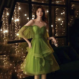 Kylethomasw New Sweet Elegant Green Dress Women Runway Ruffle Midcalf Lady Princess Banquet Luxurious Noble Ball Dress Gown 2023 New Fashion