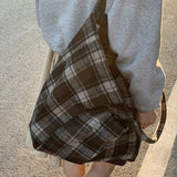 KYLETHOMASW  -  Contrast Color Plaid Preppy Casual Women's Handbags Grunge All Match High-capacity Shoulder Underarm Bag Y2k Aesthetic Tote Bags