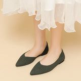KYLETHOMASW  -  New Women D'orsay Flats Shoes Stretch Soft Ballerinas Loafers Femmes Pointed Toe Slip On Moccasines Fly Weaving Princess Ballets