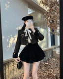 KYLETHOMASW  -  Women Two Piece Outfits Spring Autumn Vintage Fashion Elegant Luxury Coat Tweed Chic Slim Jacket Sexy High Waist Mini Skirt