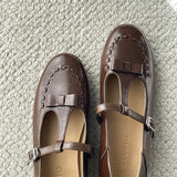 KYLETHOMASW  -  Fashion Pointed Toe Buckle Strap Flat Shoes 2025 Roman Retro Solid Color Casual Shallow Mouth Flats Comfy Soft Women Flat Shoes