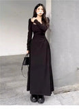 KYLETHOMASW  -  Autumn Long Sleeve Square Collar Sweet and Gentle White Dress for Women Korean Cute Slim Fit Temperament Elegant Long Dress