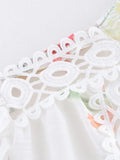 KYLETHOMASW  -  European and American style new elegant dress floral print hollow design large swing skirt
