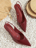 KYLETHOMASW  -  Elegant Slingback High Heels Sandals Woman Rear-Strap Shoes Ladies Office Dress Shiny Leather Pumps Pointed Toe Cut-Out Tacones