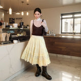 KYLETHOMASW  -  French High Waist A-Line Tiered Skirt Women Spring Casual Cotton Ruffle Hem Midi Skirts Skirt Versatile Curvy 280A