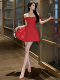KYLETHOMASW  -  Woman Dress Sexy Strapless Slash Neck Off Shoulder Elegant Solid Sweet Princess Party Mini Dresses Female Cocktail