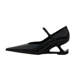 KYLETHOMASW  -  NEW Red Heel Women's Mary Jane Shoes 2025 Spring New Pointed Toe Style Buckle Leather Shoes Black Fashion Party Casual Shoes