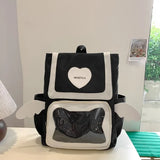 KYLETHOMASW  -  Large Capacity Ita Mochila Transparent Mochilas Preppy Style Mujer School Bag Student Backpack Heart Backpacks