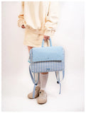KYLETHOMASW  -  Women Y2k Aesthetic Kawaii Sweet Backpacks Contrast Color Plaid 16 Inch Laptop Bags Fashion Casual Preppy Schoolbags Japanese