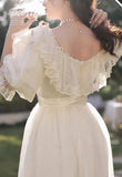 Kylethomasw -  Vintage Victorian Style white Princess Dress Retro Lace Puff Sleeve Mesh Romantic Fairy Ball Gown Dresses Vestido Festa Faldas