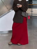KYLETHOMASW  -  Autumn and Winter Knitted Long Skirt Women's French High-waisted A-shaped Skirt