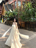 KYLETHOMASW  -  Summer French Vacation Bohemian Chic Dress Women's Lace Tulle Slim Tube Top Dress Backless Sexy Fairy-style Formal Gown Fashion