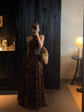 KYLETHOMASW  -  French Retro Printing Neck Dress Women Summer New Niche Goddess Gentle High End Temperament Waist Thin Long Vestido