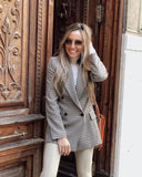 KYLETHOMASW  -  England Double Breasted Casual Blazer Mujer Women Blazers Ins Fashion Blogger Retro Plaid Blazer WomenAnd Jackets
