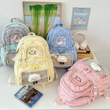 KYLETHOMASW  -  Ruched Lace Bow Ita Mochila Fashion Ins Large Capacity Mochilas Mujer School Bag Star Letter Embroidery Backpack Backpacks