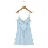 KYLETHOMASW  -  Summer Dress Women French Fashion Ladies Elegant Suspender Dress Embroidered Flowers Lace Sexy Mini Dress Female