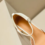 KYLETHOMASW  -  Women Sheepskin Leather Pumps Pearls Chunky Heels Shoes Brand Designer Two Tone Buckle Pumps Wedding Party Dressy Shoes