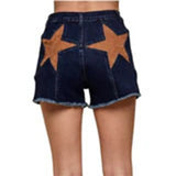 KYLETHOMASW  -  Vintage Women Contrast Five-point Star Patchwork Denim Flared Pants Baggy Dragging Jeans Trousers Chic Elegant Casual Short Pant