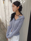 KYLETHOMASW  -  Fashion Simple Thin White Cardigan Tops Mujer Spring Autumn New Hoodie Sweaters for Women Long Sleeve Single Breasted T-shirts