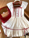 KYLETHOMASW  -  Japanese Cute Sweet Summer Slim Bow Kawaii Dress Women New Design Hepburn Casual Fashion Patchwork White Dresses Female