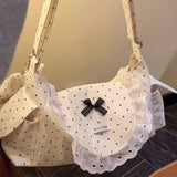 KYLETHOMASW  -  Polka Dot Square Bag Lace Bow Shoulder Bags Crossbody Bolsos mujer Sweet School Commuter Bolsa Bolso Korean Style Bolsas