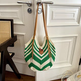 KYLETHOMASW  -  Hollow Knitted Women's Korean Shoulder Bag High Quality Vacation Beach Woven Tote Shopper Bag for Lady New Female Handbags