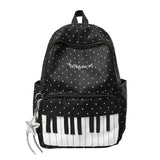 KYLETHOMASW  -  Piano Key Polka Dot Backpack Girls Music Embroidery Large Capacity School Bag Lightweight Nylon Daily Travel Student Rucksack