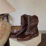 KYLETHOMASW  -  Retro Women's Shoes Handmade Genuine Leather Cowboy Boots for Woman Exquisite Platform Ankle Boots Designer Shoes Botas Feminina