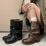 KYLETHOMASW  - Hilania Pleated Mid Calf Boots