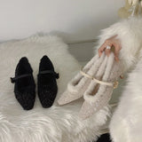 KYLETHOMASW  -  New Style Women Pumps for Women  Wear Cashmere Warm Fine Heel Commuter High Heel Single Shoes