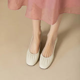 KYLETHOMASW  -  Women Oxford Shoes Vintage Pumps Mid Heels Square Toe Pumps Slip on Sewing High Heels Boat Shoes Elegant Dress Shoes