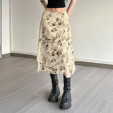 KYLETHOMASW  -  Women's Fashion Printed Milk Silk Skirt Low Waist Slimming Hot Girl Mid-Length