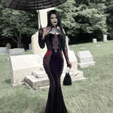 KYLETHOMASW  -     Dark Gothic Strapless Off Shoudler Sexy Dress for Women Halloween Costume Cinched Waist Slimming Wrapped Hip Fishtail Maxi Dress