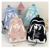 KYLETHOMASW  -  Women Students Contrast Color Patchwork Schoolbags Casual All Match Letter Printing Backpack Fashion Y2k Aesthetic Ins Backpacks