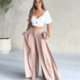 KYLETHOMASW  -  New Spring and Summer High-waisted Wide-leg Pants Casual Trousers