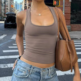KYLETHOMASW  -  Basic Y-shaped backless square neck vest American street personality spicy girl women's solid color short top