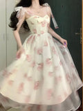 KYLETHOMASW  -  Sweet Elegant Floral Strap Dress Women Causal Fashion Korean Long Fairy Dresses Female Summer One Piece Dress Chic Evening Party