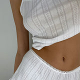 KYLETHOMASW  -  Summer Sexy Knitted Camisole Shorts Women's Home Wear Sleepwear Jacquard Black and White Cool Pajamas Two-piece Set pijamas